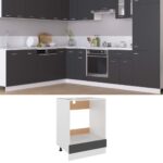 Modern Grey Kitchen Oven Storage Cabinet Engineered Wood Adjustable Shelf