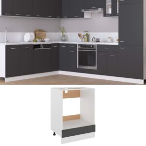 Modern Grey Kitchen Oven Storage Cabinet Engineered Wood Adjustable Shelf