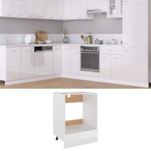 Oven Cabinet High Gloss White 60x46x81.5 cm Engineered Wood