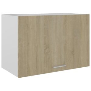 Chic Sonoma Oak Wall Mounted Kitchen Cabinet Storage Organizer Engineered Wood