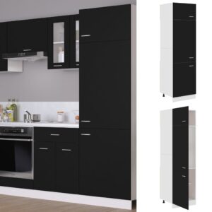 Chic Black Kitchen Refrigerator Cabinet Storage Organizer Engineered Wood