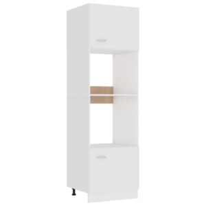 Spacious White Kitchen Microwave Storage Cabinet with Shelves and Doors