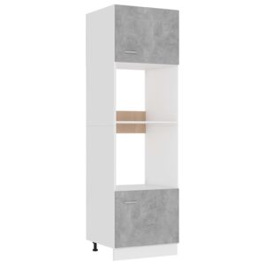 Modern Concrete Grey Kitchen Microwave Storage Cabinet with Shelves & Doors