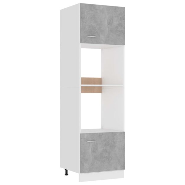 Modern Concrete Grey Kitchen Microwave Storage Cabinet with Shelves & Doors