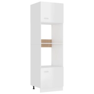 High Gloss White Kitchen Microwave Storage Cabinet with Shelves and Doors