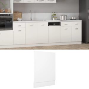 White Engineered Wood Dishwasher Front Panel Cover Integrated Design Easy Clean