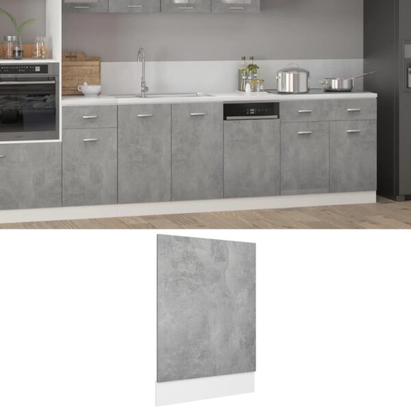 Engineered Wood Dishwasher Front Panel Cover Concrete Grey Easy Clean Durable