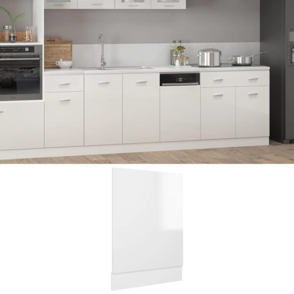 High Gloss White Dishwasher Front Panel Durable Engineered Wood Easy Clean