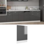 High Gloss Grey Dishwasher Front Panel Durable Engineered Wood Easy Clean