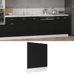 Black Engineered Wood Dishwasher Front Panel Cover Easy Clean Durable Design