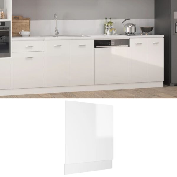 High Gloss White Dishwasher Front Panel Durable Engineered Wood Easy Clean