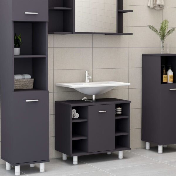 Bathroom Cabinet Grey 60x32x53.5 cm Engineered Wood