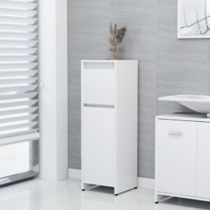 Chic White Engineered Wood Bathroom Cabinet Storage Organizer with Drawer