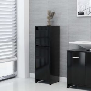 Chic Black Engineered Wood Bathroom Cabinet Storage Organizer with Drawer