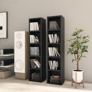 Black Engineered Wood CD Storage Cabinets Twin Pack - Holds 80 CDs Each