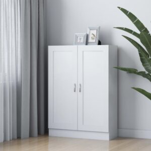 Chic White Bookshelf Cabinet Spacious Storage Organizer Engineered Wood