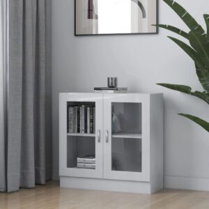 Vitrine Cabinet High Gloss White 82.5x30.5x80 cm Engineered Wood