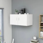 Chic White Floating Wall Cabinet Storage Display Shelf with Doors Home Organizer