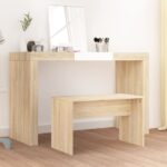 Elegant Sonoma Oak Dressing Stool - Engineered Wood Makeup Vanity Chair