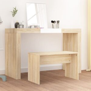 Elegant Sonoma Oak Dressing Stool - Engineered Wood Makeup Vanity Chair