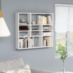 Chic White Wall Mounted Shelf Display Storage Modern Engineered Wood Organizer