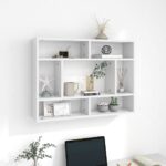 Chic White Floating Wall Shelf Display Storage Engineered Wood Easy Mount