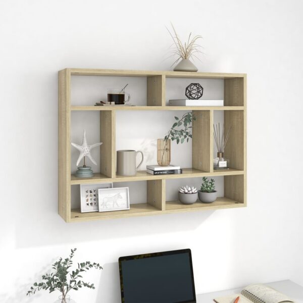 Chic Sonoma Oak Wall Shelf - Engineered Wood Floating Storage Display Unit