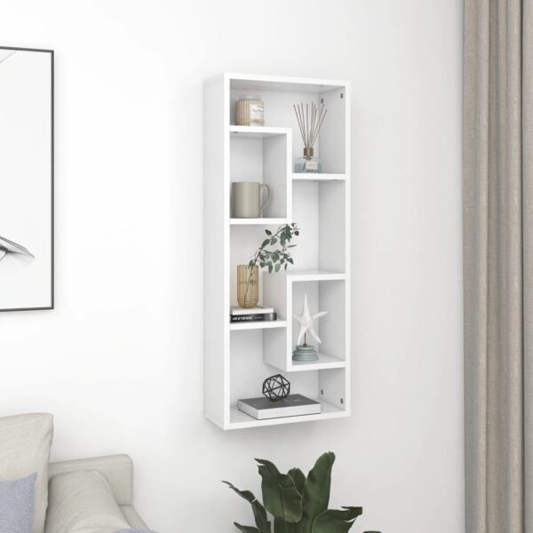 Chic White Floating Wall Shelf Storage Display Engineered Wood Easy Mount