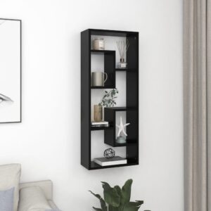 Chic Black Wall Mounted Shelf Storage Display Engineered Wood Home Organizer