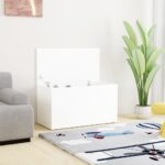 White Engineered Wood Storage Chest Spacious Organizer Versatile Coffee Table