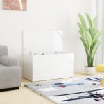 High Gloss White Storage Chest Multifunctional Engineered Wood Organizer Box