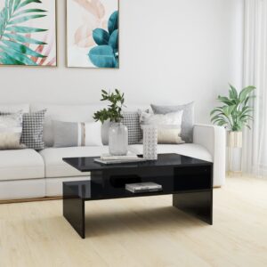 Coffee Table High Gloss Black 90x60x42.5 cm Engineered Wood