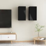 TV Cabinets 2 pcs High Gloss Black 30.5x30x60 cm Engineered Wood