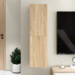 Modern Sonoma Oak Wall-Mounted TV Cabinet Engineered Wood with Shelves