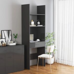 Book Cabinet High Gloss Grey 60x35x180 cm Engineered Wood