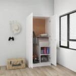 Chic White Engineered Wood Wardrobe Large Compartment Easy Clean Home Storage