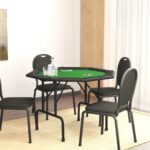 Folding Poker Table Casino  Cup Holders Padded Rim Green Felt Top for 8 Players