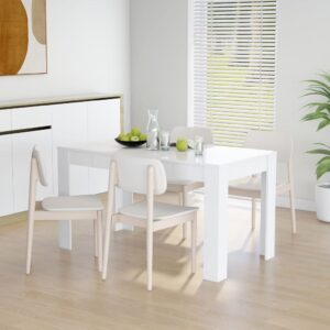 Elegant White Dining Table Engineered Wood Simple Design Sturdy Easy Clean