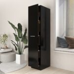 Chic Black Apothecary Cabinet Large Storage Organizer Engineered Wood