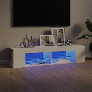 TV Cabinet with LED Lights High Gloss White 135x39x30 cm