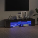 High Gloss Grey TV Stand Cabinet with RGB LED Lighting Modern Entertainment Unit