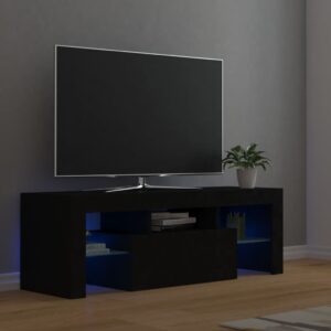 Modern Black TV Stand Cabinet with RGB LED Lighting High Gloss Media Console