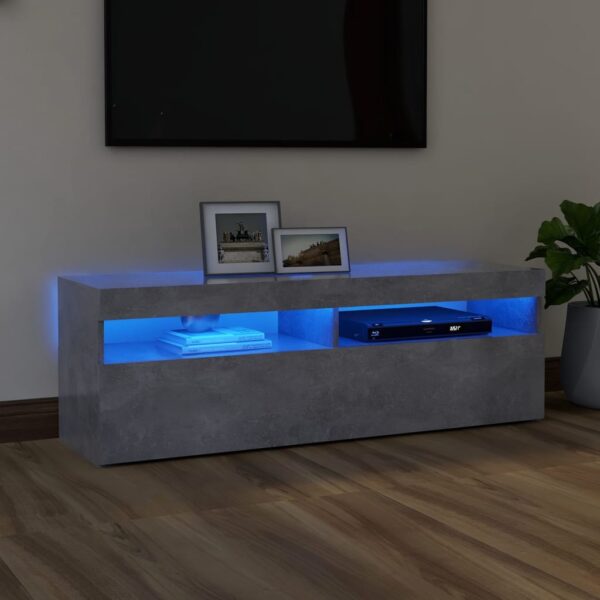 Modern Concrete Grey TV Stand Cabinet with RGB LED Lighting Spacious & Durable