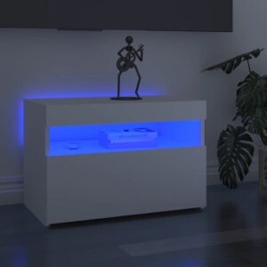 Modern White TV Stand Cabinet with RGB LED Lighting High Gloss Media Console