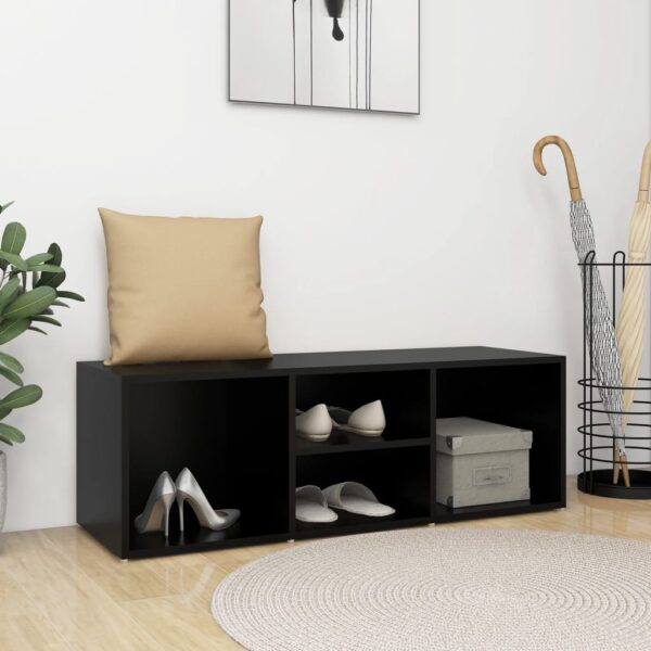 Shoe Storage Bench Black 105x35x35 cm Engineered Wood