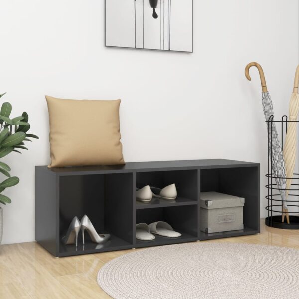 Stylish Grey Shoe Storage Bench Organizer with Seating Engineered Wood Cabinet