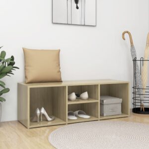 Stylish Sonoma Oak Shoe Storage Bench Organizer with Seating Engineered Wood