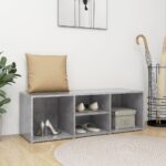 Stylish Concrete Grey Shoe Storage Bench Engineered Wood Organiser with Seating