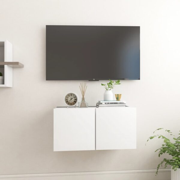 Modern White Floating TV Stand Wall Mount Entertainment Center Storage Cabinet