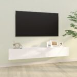 Wall TV Cabinets 2 pcs White 100x30x30 cm Engineered Wood